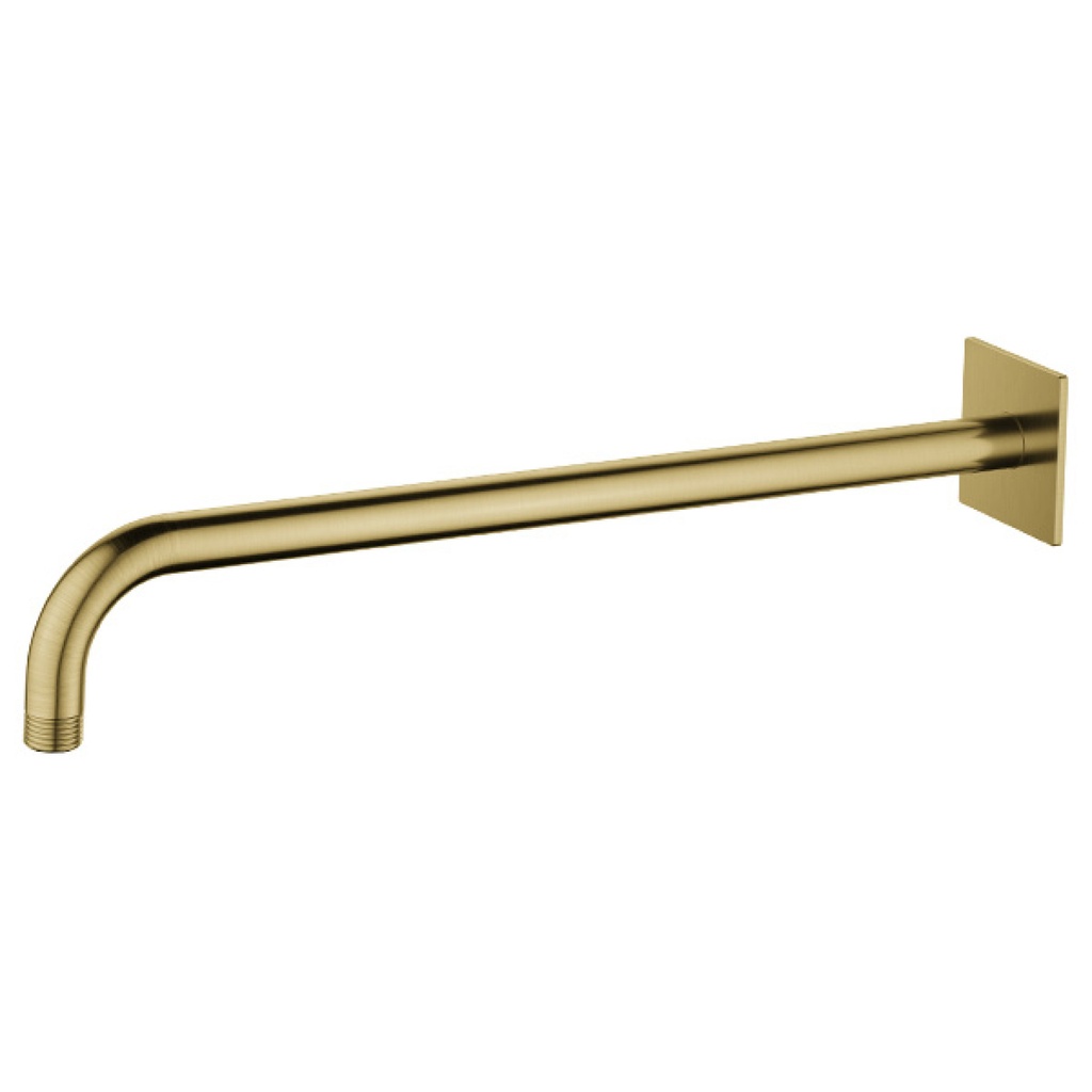 [BRB-KILVSA-SQ] Wall Mounted 400mm Shower Arm - Square Plate - Brushed Brass