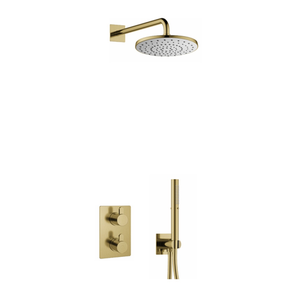 [BRB-SM2PK1-SQ] Smart Square Shower Pack with ABS Rainshower and Handshower Kit - Brushed Brass