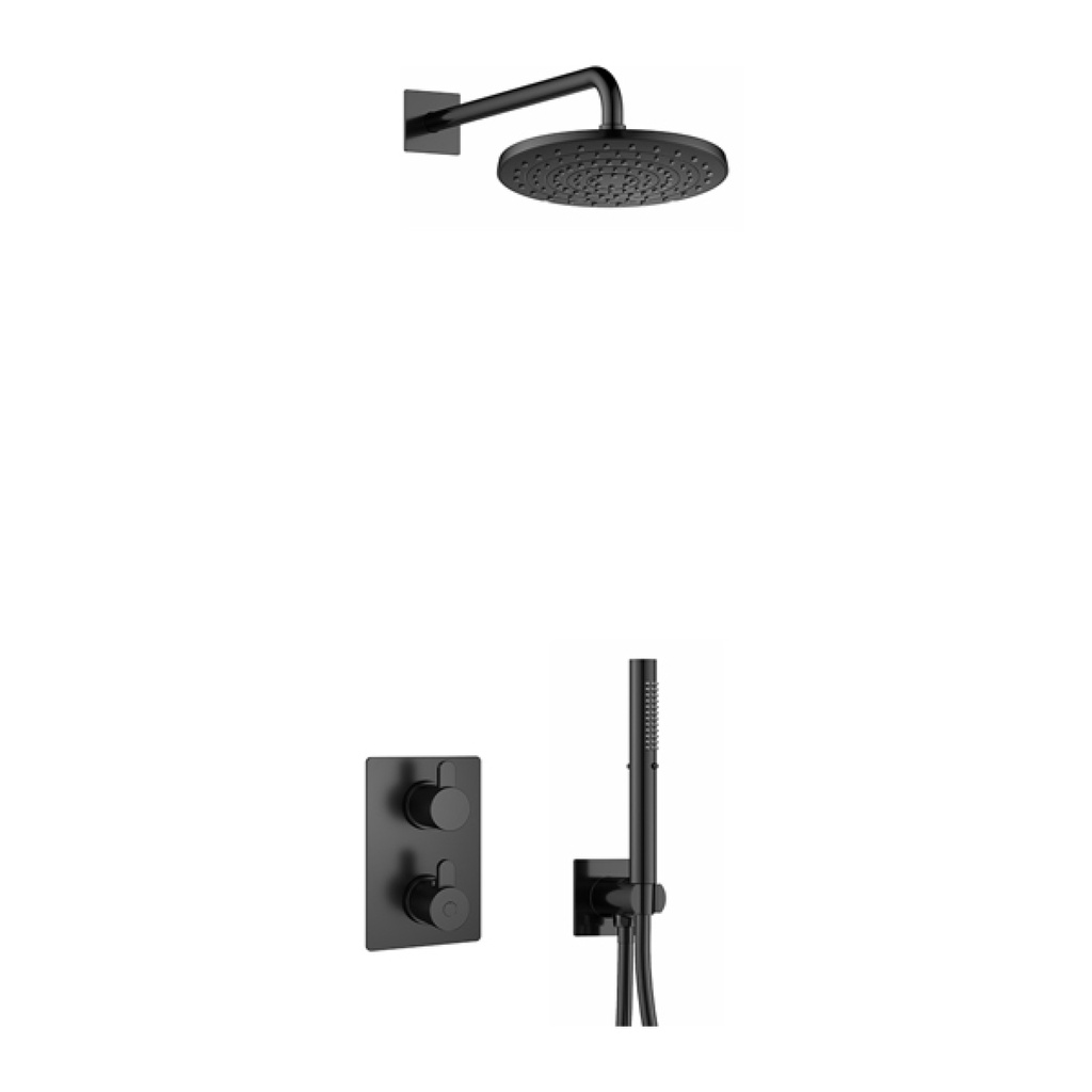 [MB-SM2PK1-SQ] Smart Square Shower Pack with ABS Rainshower and Handshower Kit - Matt Black