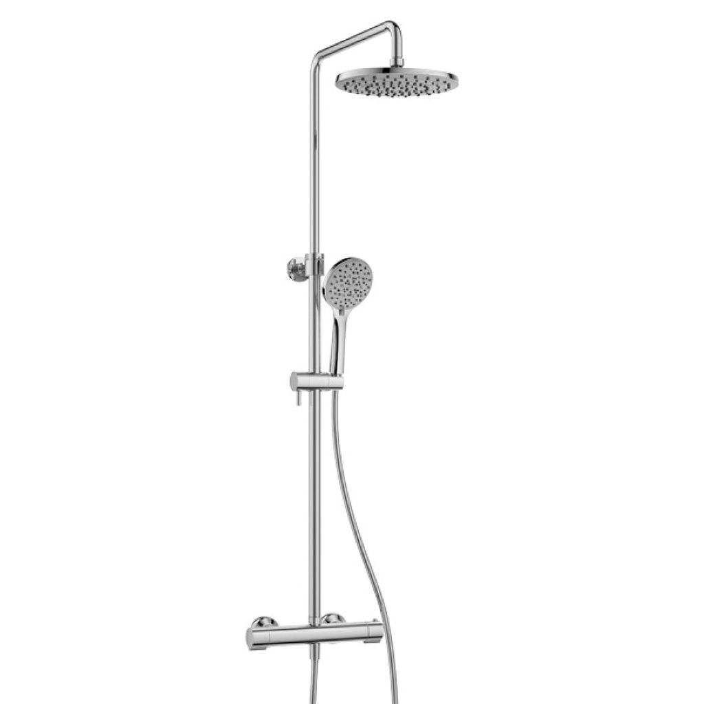 Linea Thermostatic 2-Outlet Adjustable Height Shower Column - Diamond Chrome