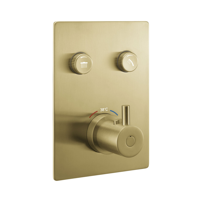 [BRB-LVGO-2-SQ] Levo Square 2-Outlet GoClick Finishing Set – Brushed Brass
