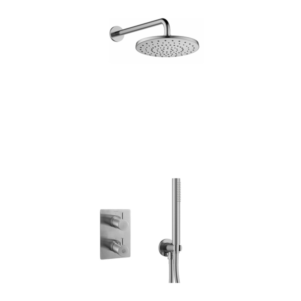 [BN-LV2PK1-SQ] Levo Square Shower Pack with ABS Rainshower and Handshower Kit - Brushed Nickel