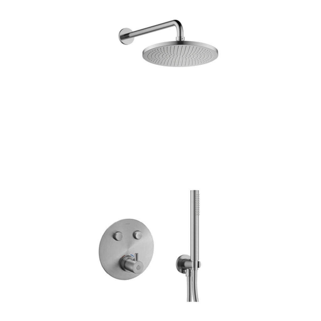 [BN-LV2PK2-RO] Levo GoClick Round Shower Pack with Air-Mixed Rainshower and Handshower Kit - Brushed Nickel