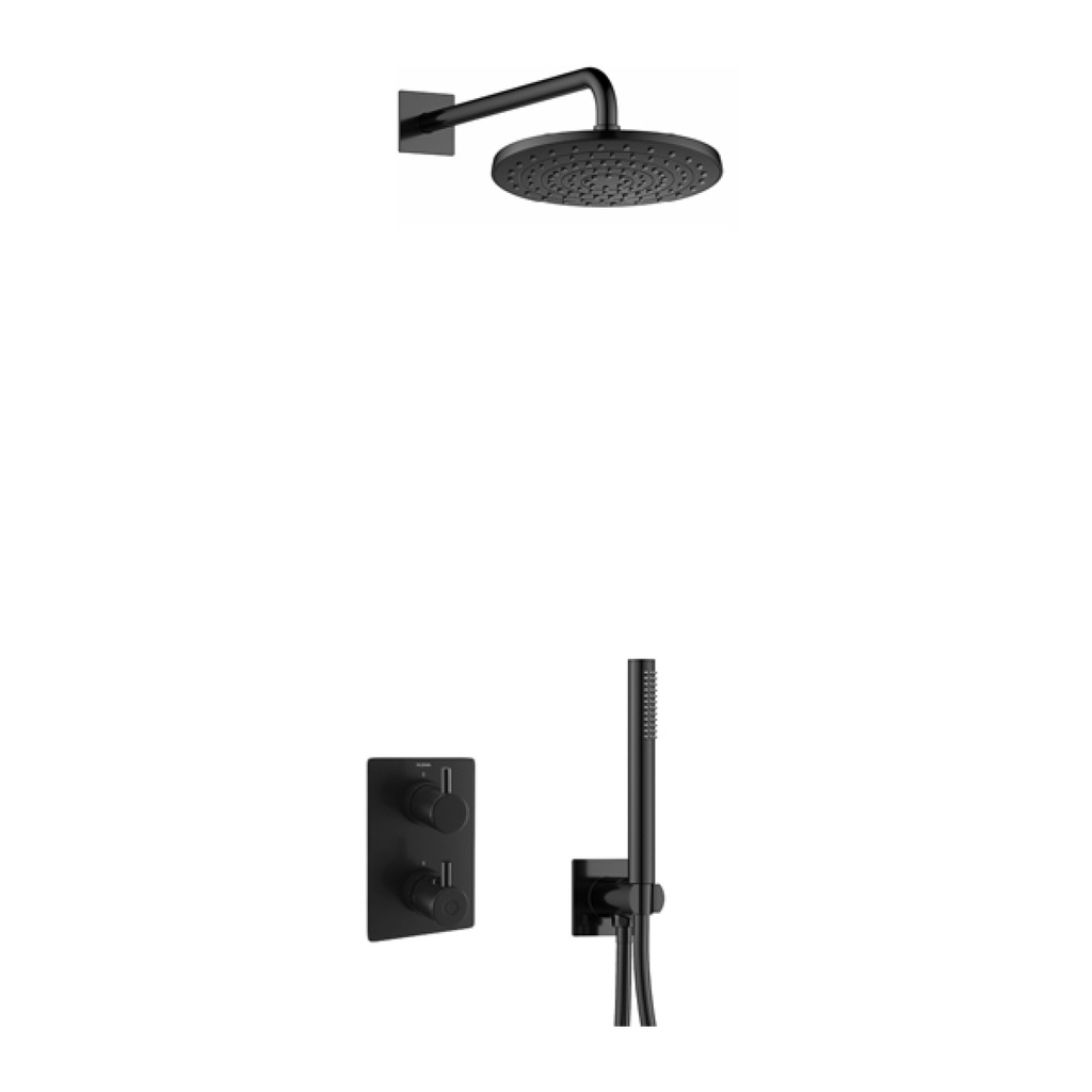 [MB-LV2PK1-SQ] Levo Square Shower Pack with ABS Rainshower and Handshower Kit - Matt Black