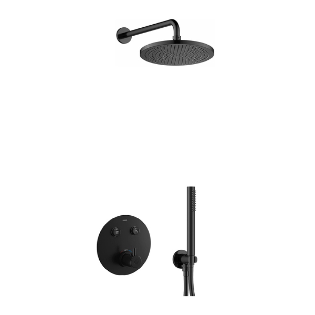 [MB-LV2PK2-RO] Levo GoClick Round Shower Pack with Air-Mixed Rainshower and Handshower Kit - Matt Black
