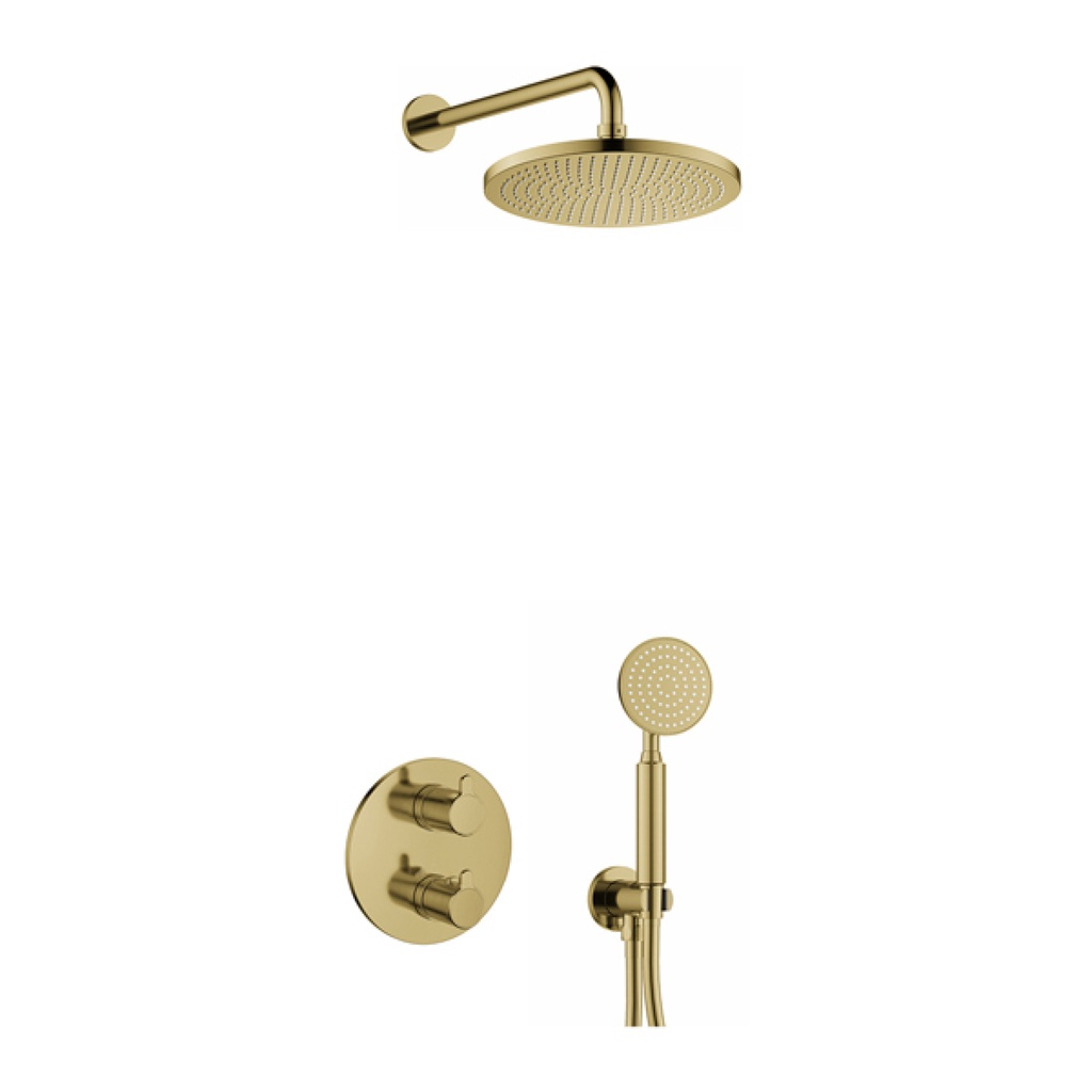 [BRB-ML2PK1-RO] Moonlight Round Shower Pack with Air-Mixed Rainshower and Handshower Kit - Brushed Brass