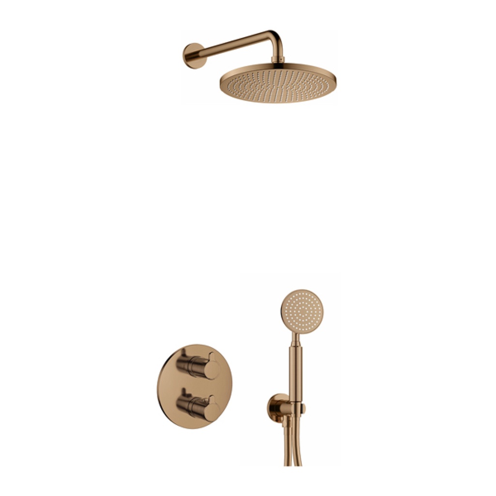 [BRO-ML2PK1-RO] Moonlight Round Shower Pack with Air-Mixed Rainshower and Handshower Kit - Brushed Bronze