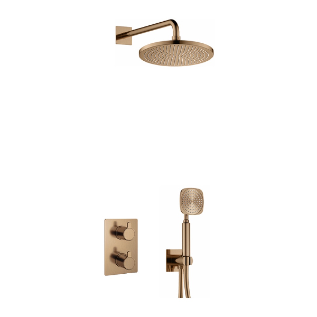 [BRO-ML2PK1-SQ] Moonlight Square Shower Pack with Air-Mixed Rainshower and Handshower Kit - Brushed Bronze