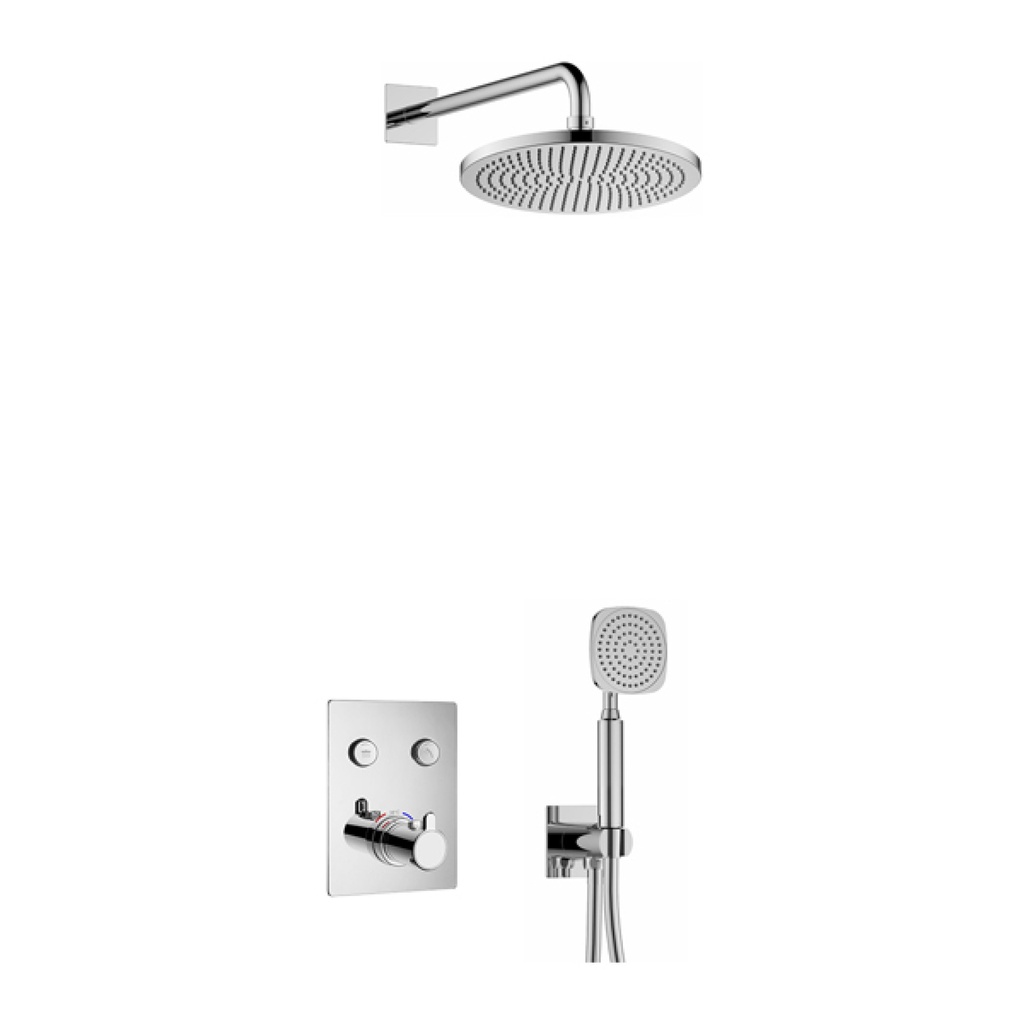 [ML2PK2-SQ] Moonlight GoClick Square Shower Pack with Air-Mixed Rainshower and Handshower Kit - Diamond Chrome