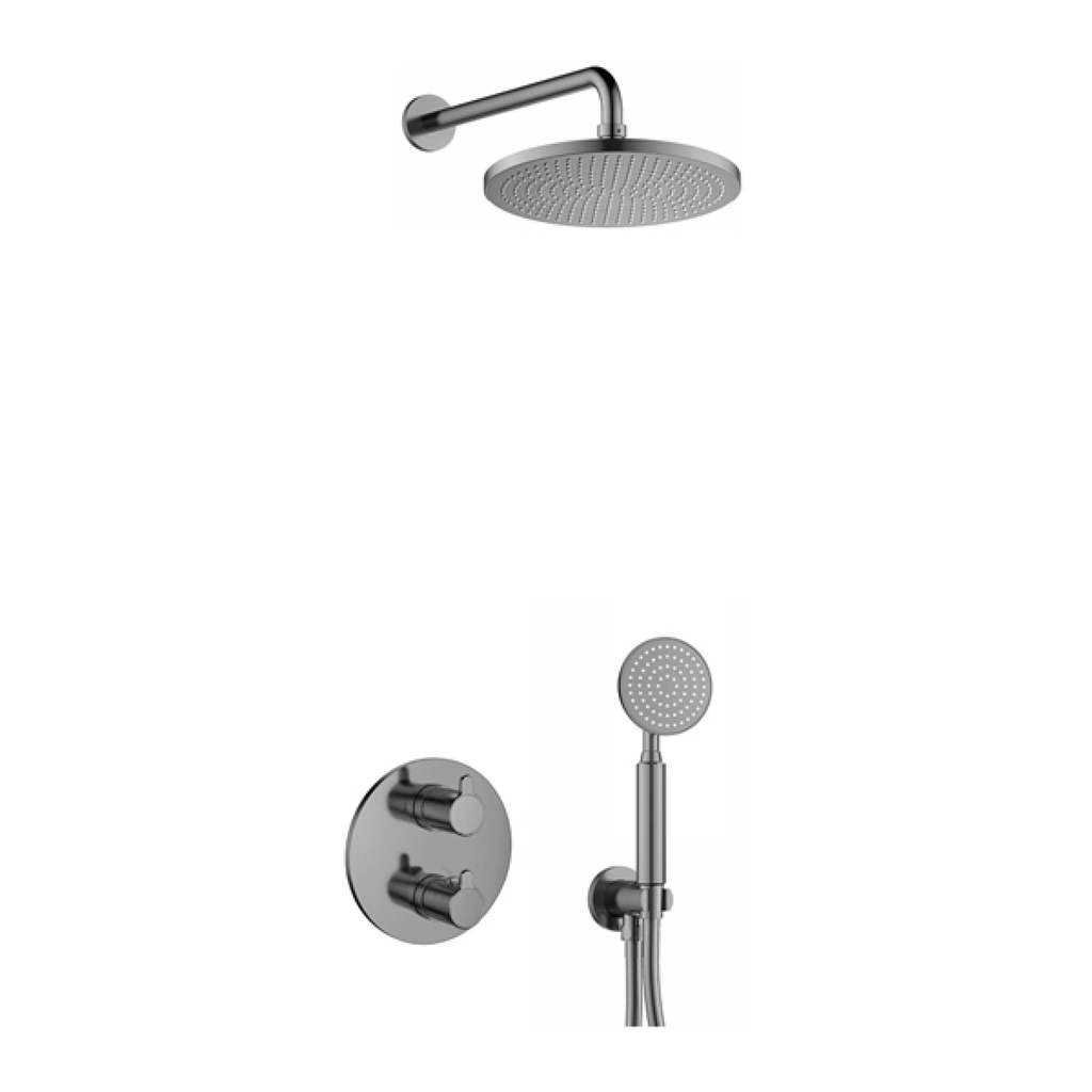 [GM-ML2PK1-RO] Moonlight Round Shower Pack with Air-Mixed Rainshower and Handshower Kit - Gun Metal