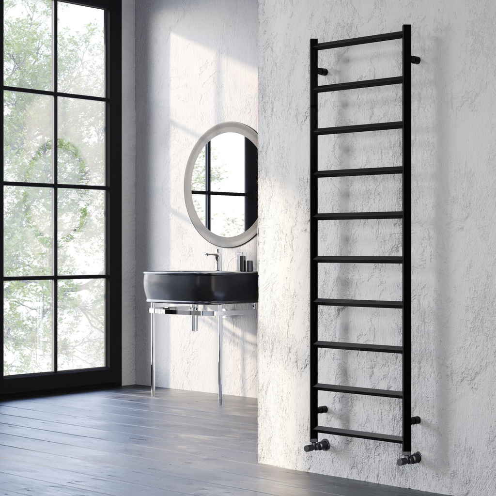 [ALTWL-13-516-BK] Kartell K-RAD Alberta Aluminium Ladder Radiator 1600 x 500mm - Black