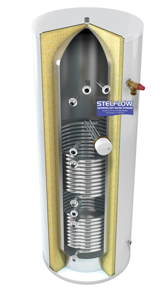 [TRSMVS-0210LFC] Joule - Stainless Steel Unvented Cylinder - 210L Stelflow Twin Solar