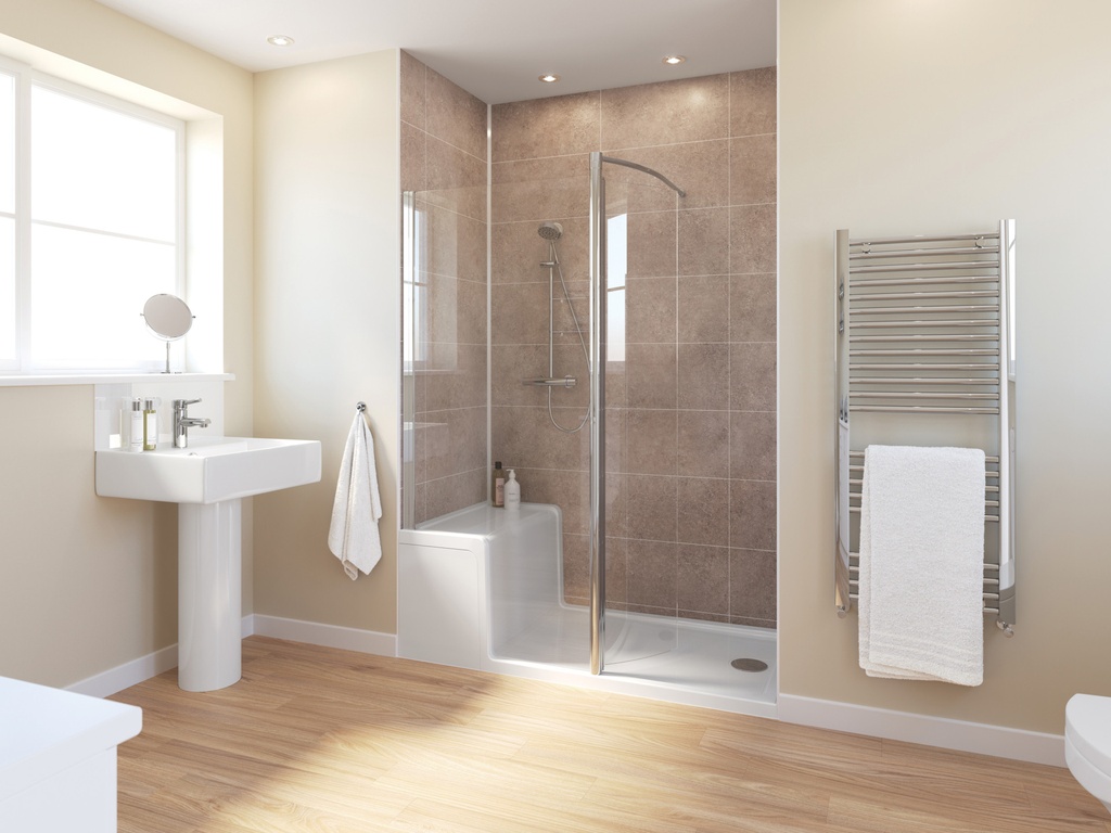 [CLWSST1200R] Classic Walk-in, Right-Hand Glass Screen for Seated Tray (Order with CLWSDG & LKST8015 to complete enclosure)