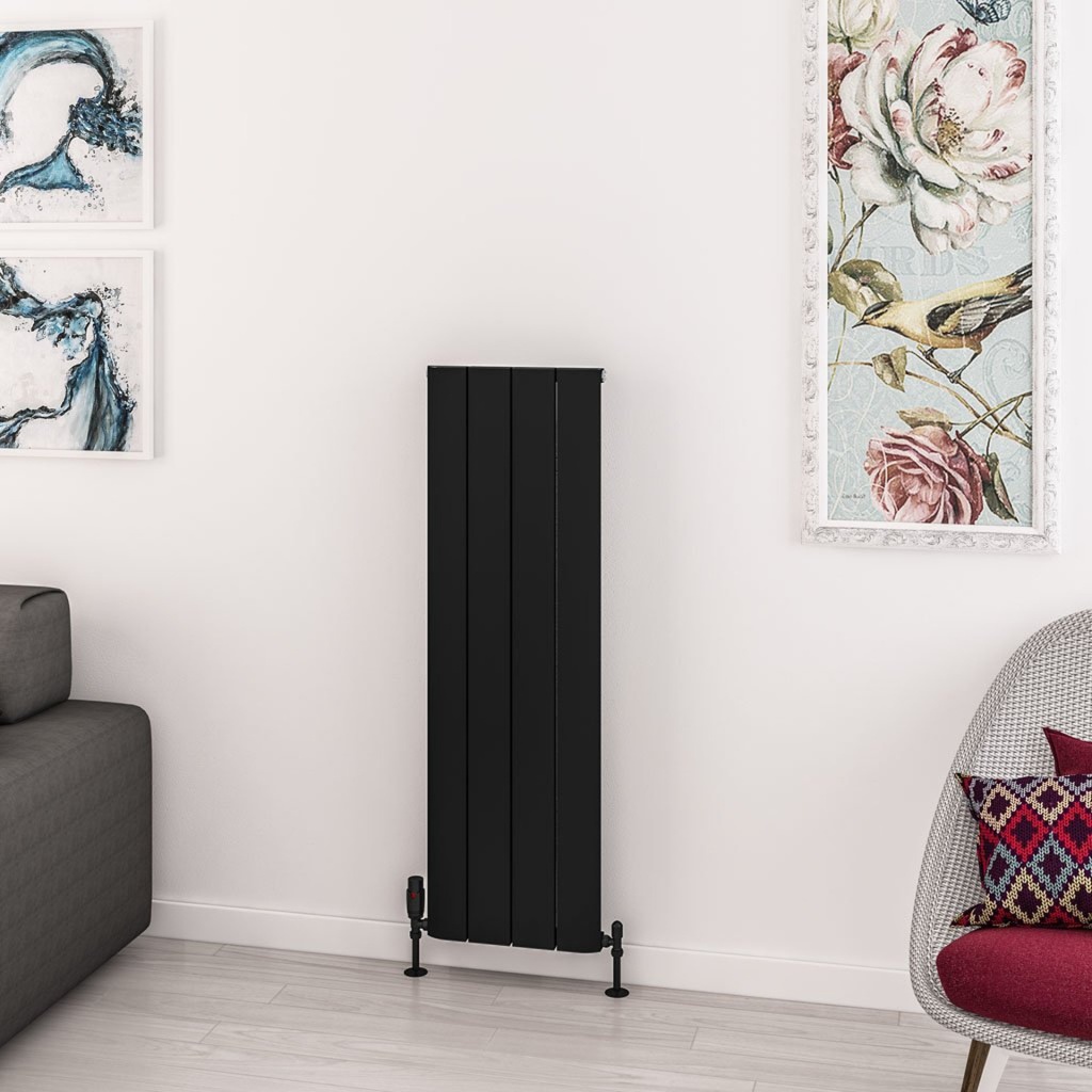 Withington 1200 x 375mm Aluminium Radiator - Matt Black