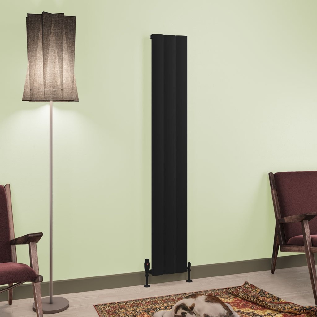 Tordino 1800 x 280mm Aluminium Radiator - Matt Black