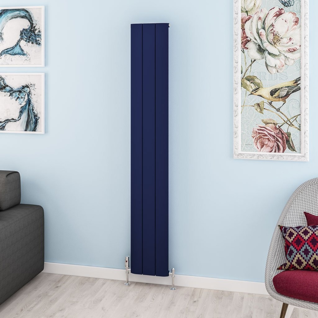 Withington 1800 x 280mm Aluminium Radiator - Matt Cobalt Blue