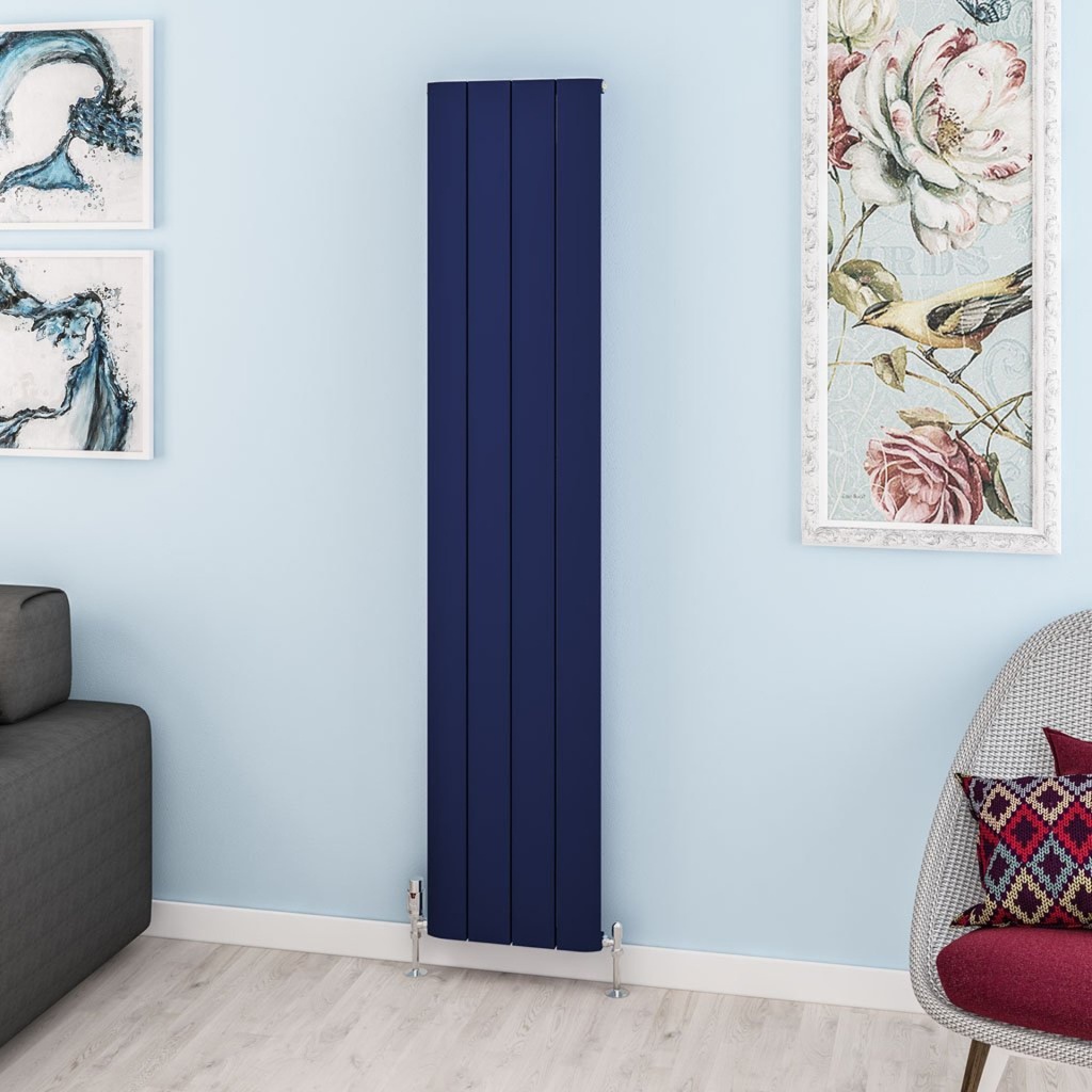 Withington 1800 x 375mm Aluminium Radiator - Matt Cobalt Blue