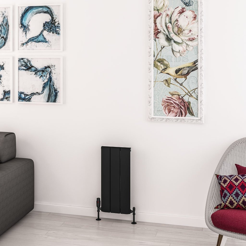 Withington 600 x 280mm Aluminium Radiator - Matt Black