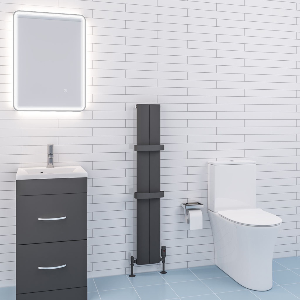 Preston 1200 x 185mm Aluminium Radiator - Matt Anthracite