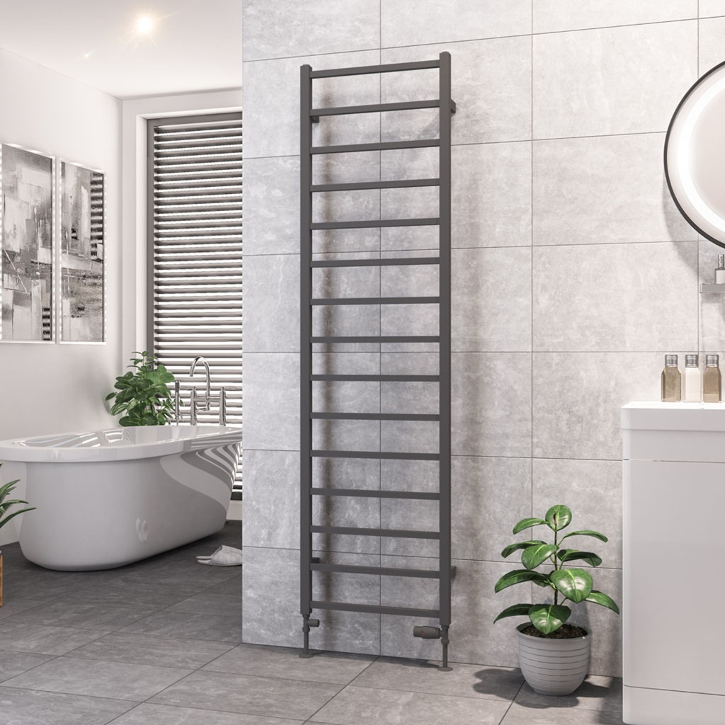 Tuscan Square Towel Rail 1800 x 500mm - Matt Anthracite