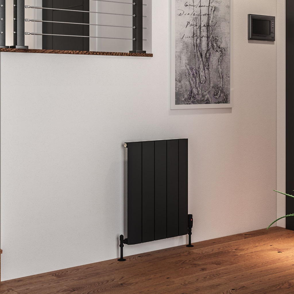 Peretti 600 x 470mm Aluminium Radiator - Matt Black