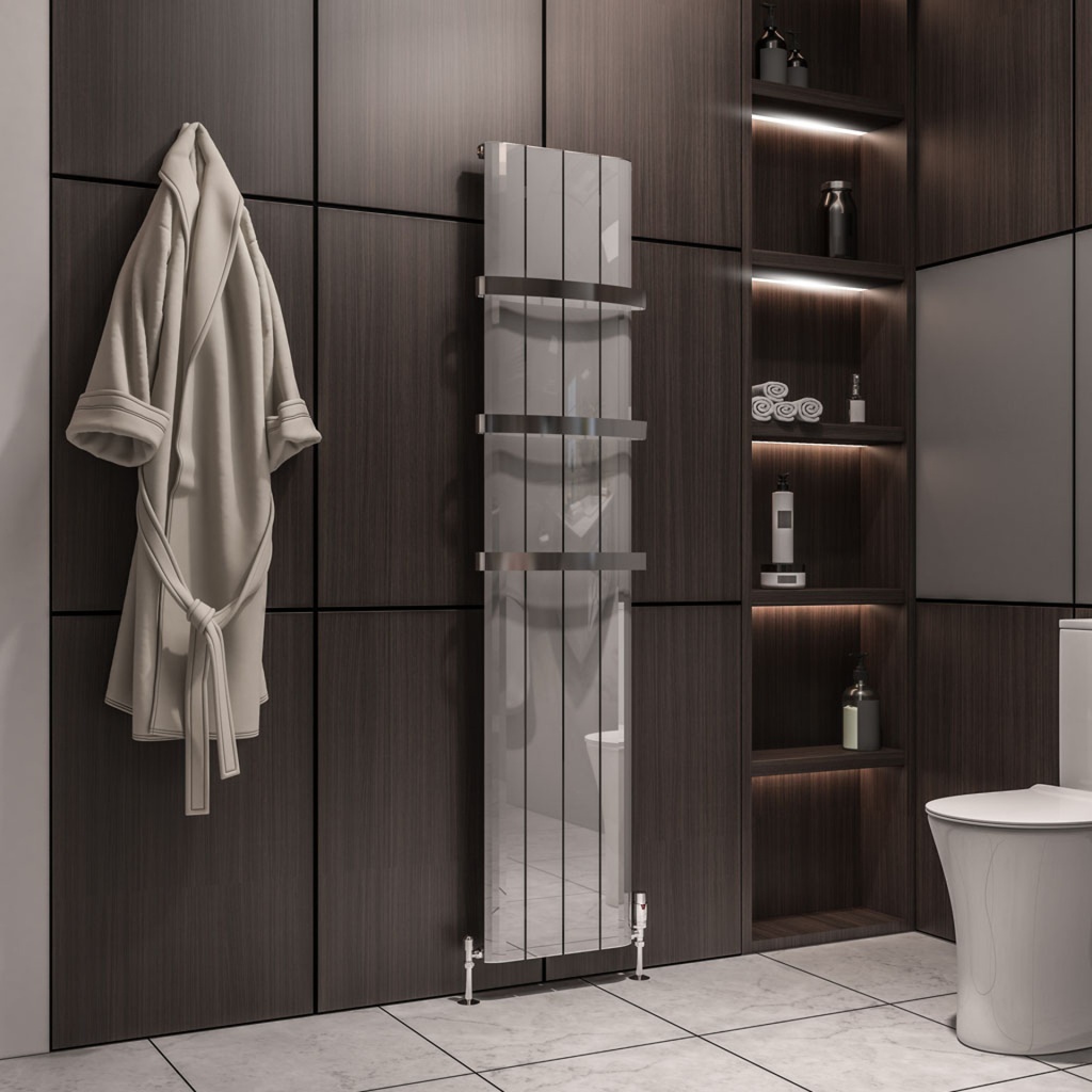 Peretti 1800 x 375mm Aluminium Radiator - Polished Aluminium