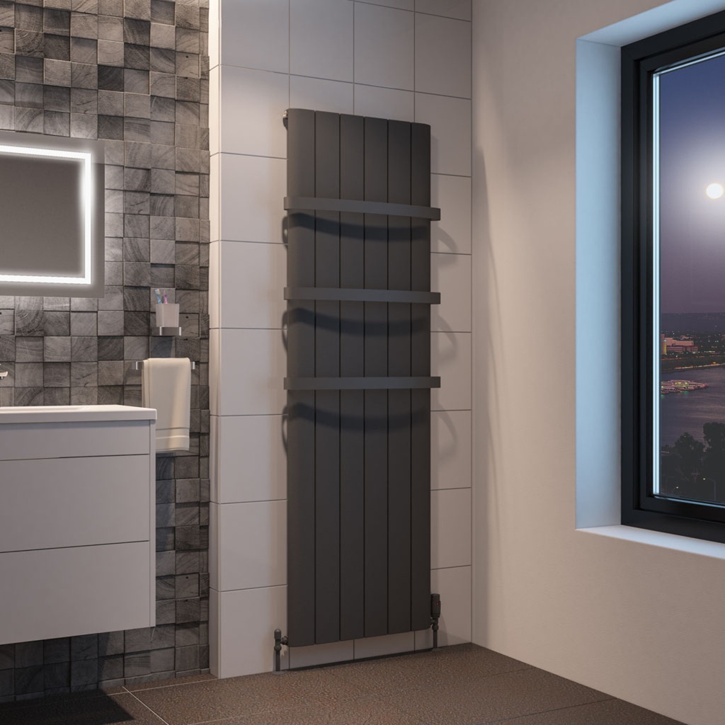 Peretti 1800 x 565mm Aluminium Radiator - Matt Anthracite