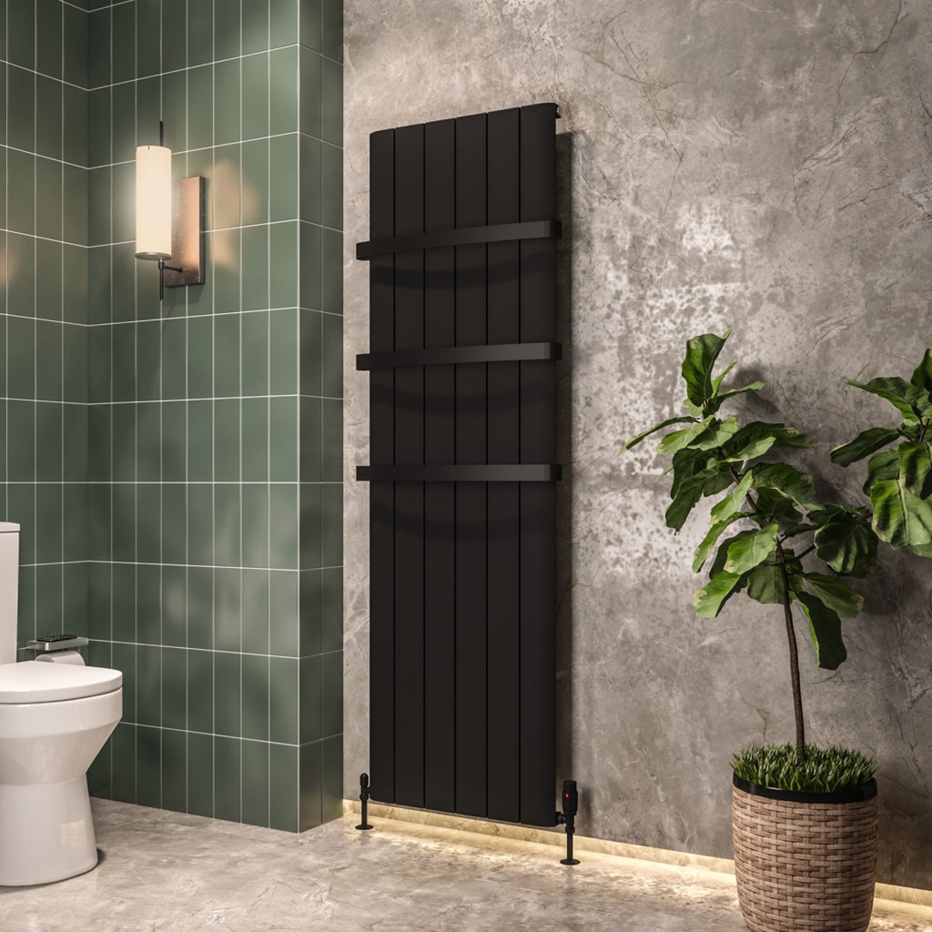 Peretti 1800 x 565mm Aluminium Radiator - Matt Black
