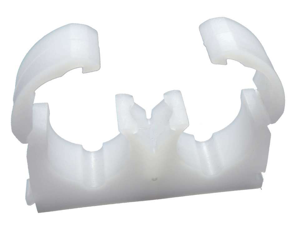 [P614] DOUBLE PIPE CLIP 22mm Double (50)
