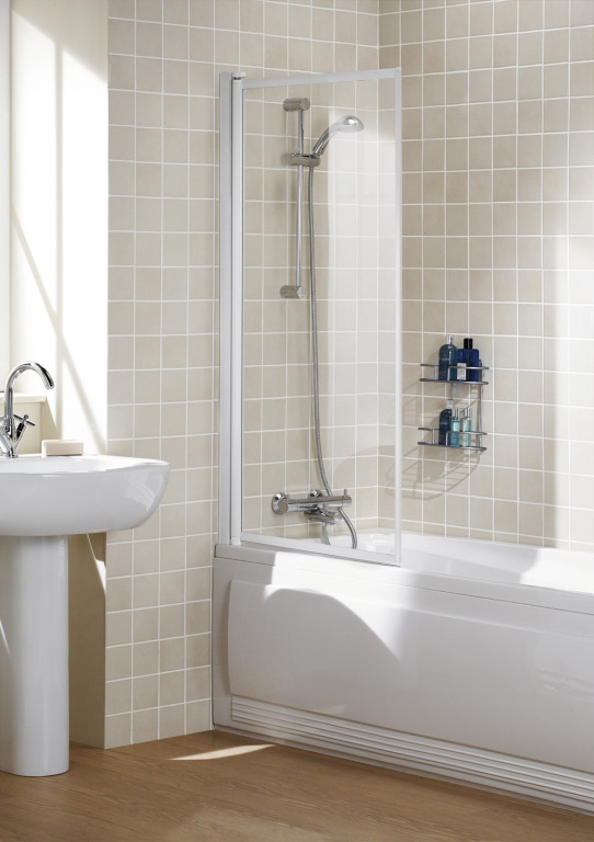 [SS70S] Fully Framed Single Panel Bath Screen - Silver