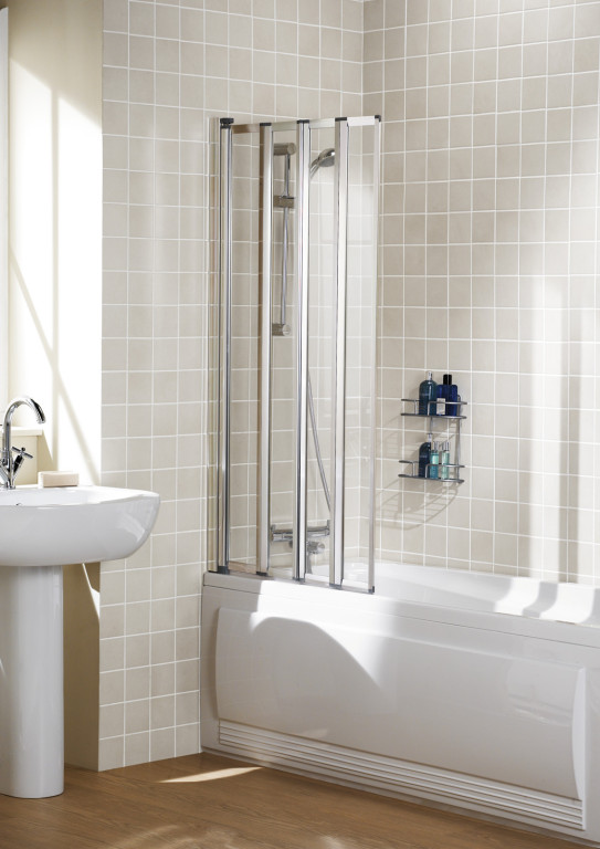 Fully Framed 4 Panel Bath Screen - White