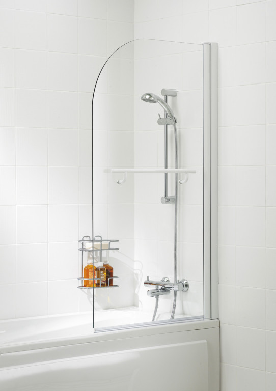 [SS11S] Curved Single Panel Bath Screen With Towel Rail
