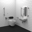 Fitzroy of London Infrared Premium Rimless Luxury Wall Hung Doc M Toilet Pack, Left Handed - Satin