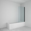 LK CURVED SINGLE HINGED BATH SCREEN  BLACK RO