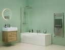 LK CURVED SINGLE  HINGED BATH SCREEN  SILVER