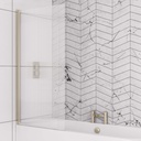 6mm Straight bath screen in fluted glass Left Handed - Brushed Brass