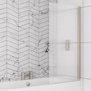 6mm Straight bath screen in fluted glass Right Handed - Brushed Brass