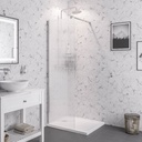 Vantage 2000 8mm fluted glass walkin Shower panel 800 x 2000 - Chrome