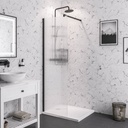 Vantage 2000 8mm fluted glass walkin Shower panel 800 x 2000 - Matt Black