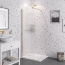 Vantage 2000 8mm fluted glass walkin Shower panel 800 x 2000 - Brushed Brass