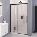 Corniche 2000x1000 8mm Semi-Frameless Sliding Shower Door - Matt Black