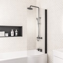 P Shape Bath Screen Right Handed - Matt Black
