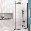 L shaped Bath Screen Right Handed - Matt Black