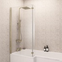 L shaped Bath Screen Left Handed - Brushed Brass