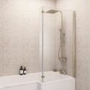 L shaped Bath Screen Right Handed - Brushed Brass