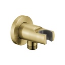 Wall Outlet with Handset Holder - Round Plate - Brushed Brass