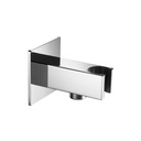 Square Wall Outlet Elbow with Handset Holder - Diamond Chrome