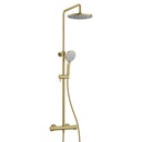 Linea Thermostatic 2-Outlet Adjustable Height Shower Column - Brushed Brass