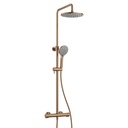 Linea Thermostatic 2-Outlet Adjustable Height Shower Column - Brushed Bronze