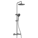Linea Thermostatic 2-Outlet Adjustable Height Shower Column - Gun Metal
